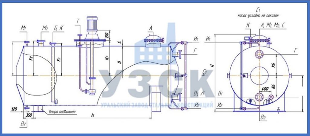 Чертеж емкости ГКК в Владивостоке